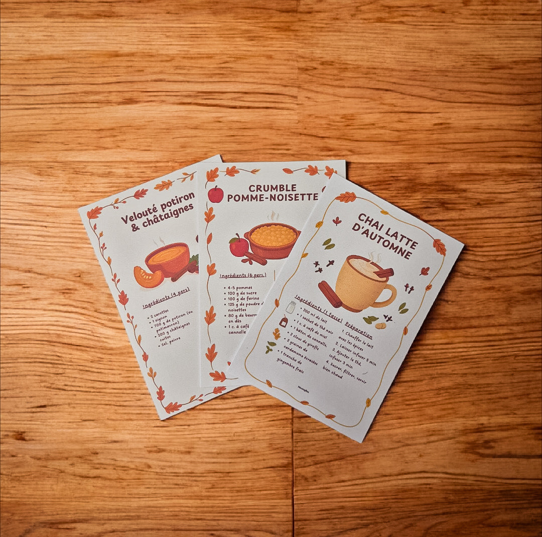 Lot de 3 fiches recettes